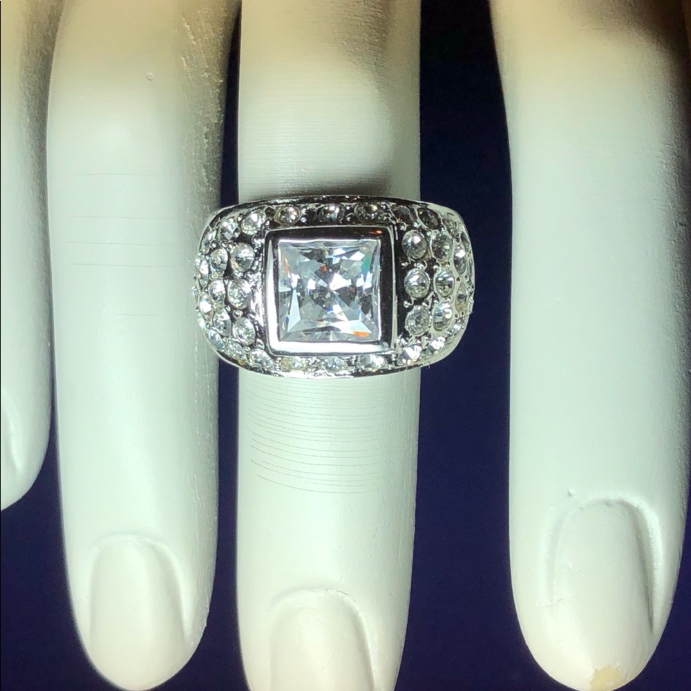 🎬 FINAL MARKDOWN! Princess Cut Silver Statement Cocktail Ring